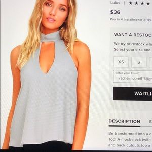 Lulus flashback light grey top NEVER WORN